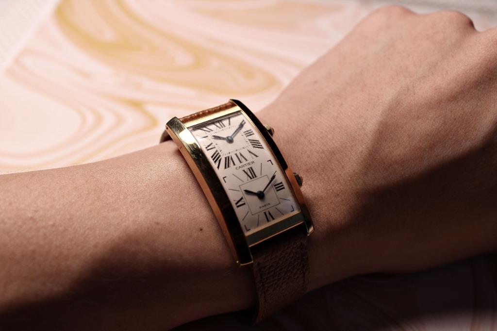 Cartier tank sale dual time