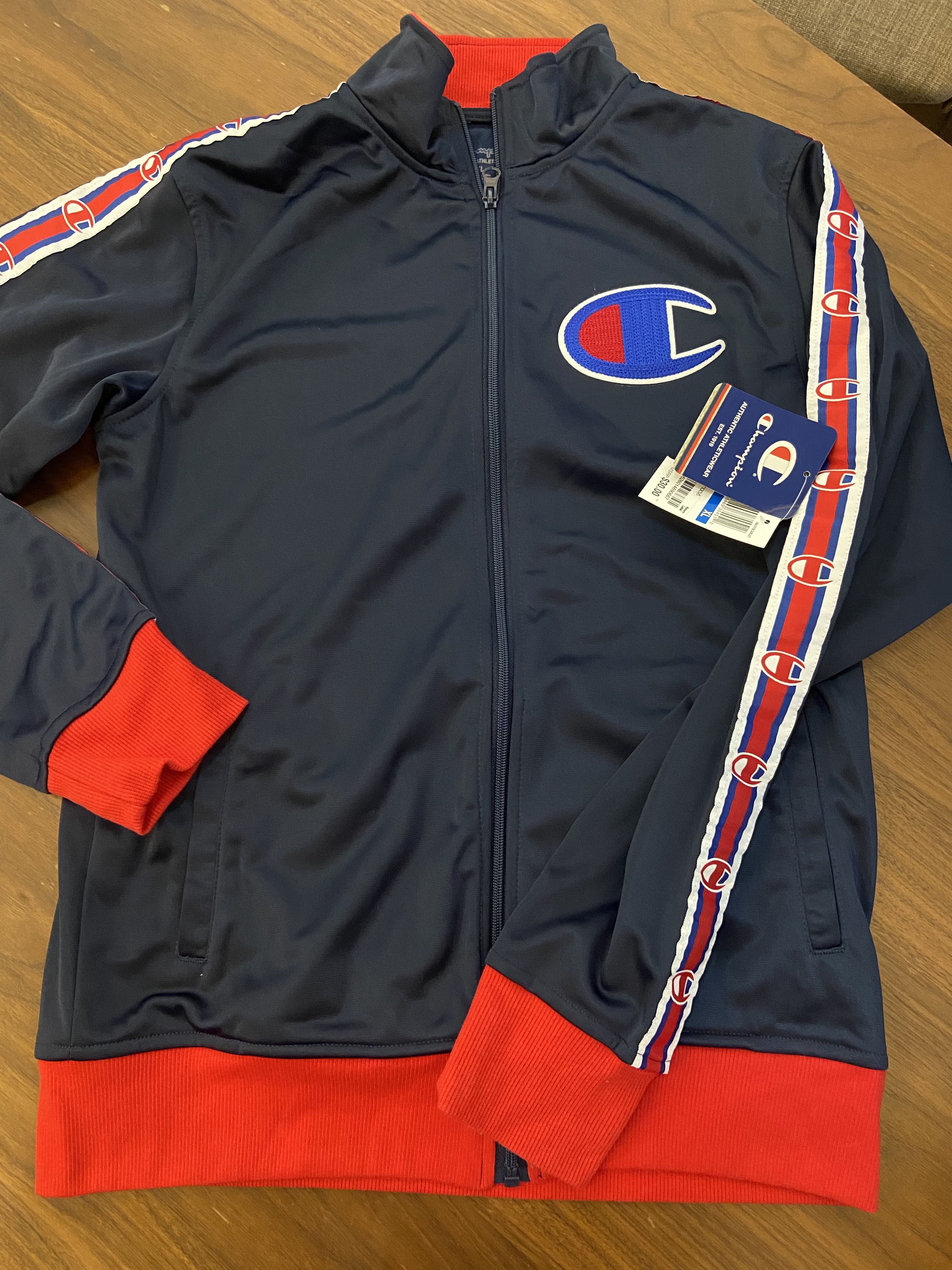 champion track jacket black