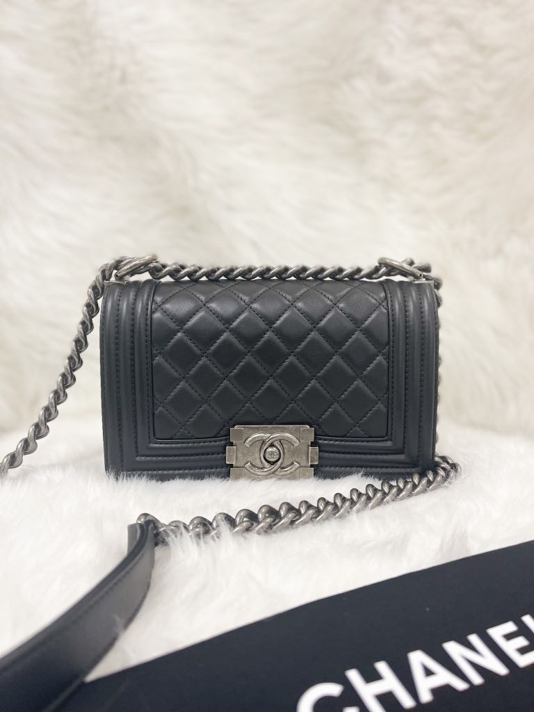Chanel le boy calfskin sale