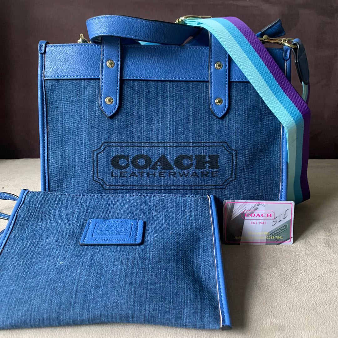 coach field tote denim
