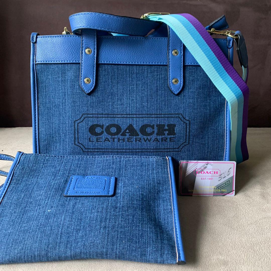 coach denim field tote