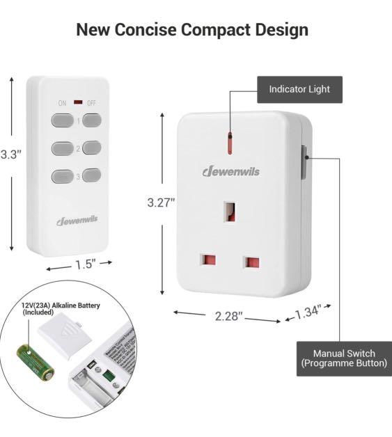 DEWENWILS Remote Control Sockets, 13A/3120W Heavy Duty Wireless