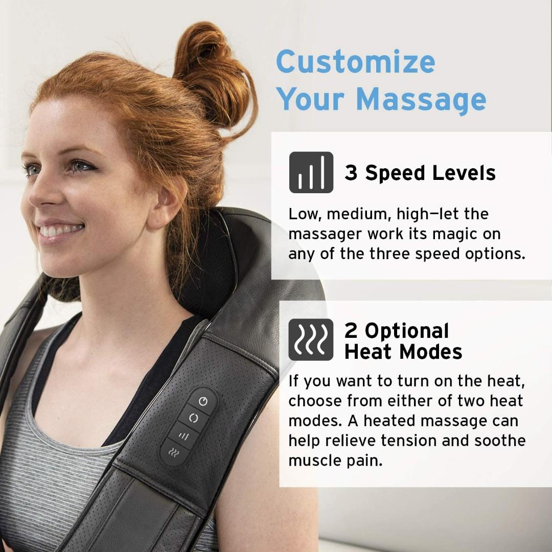 ETEKCITY Cordless Neck & Back Massager for Pain Relief Deep Tissue  Shiatsu HEAT