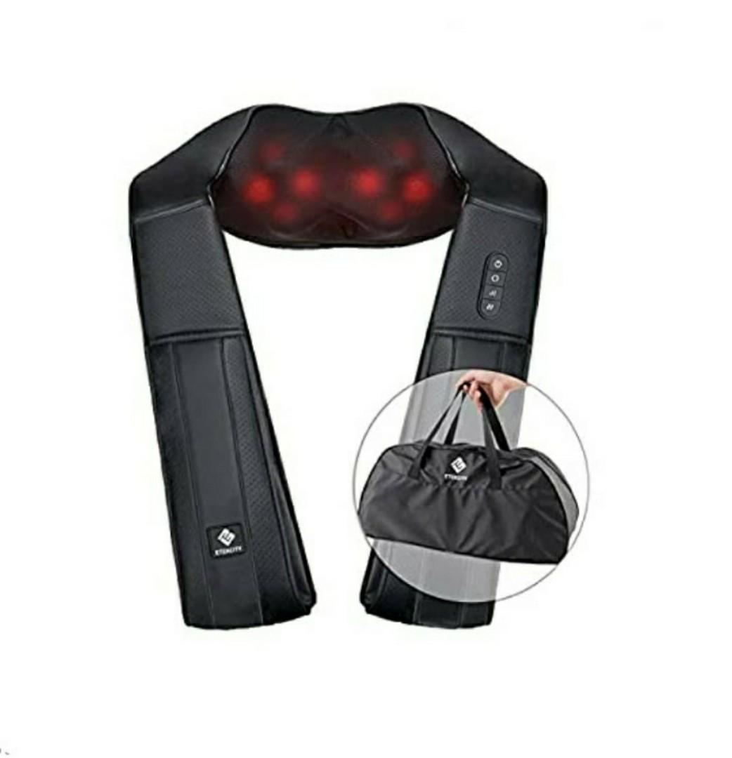 Etekcity Shiatsu Back Neck and Shoulder Massager with Heat Deep Kneading Tissue Massage Pillow for Muscles Pain Relief Relax Adjustable Straps Easy