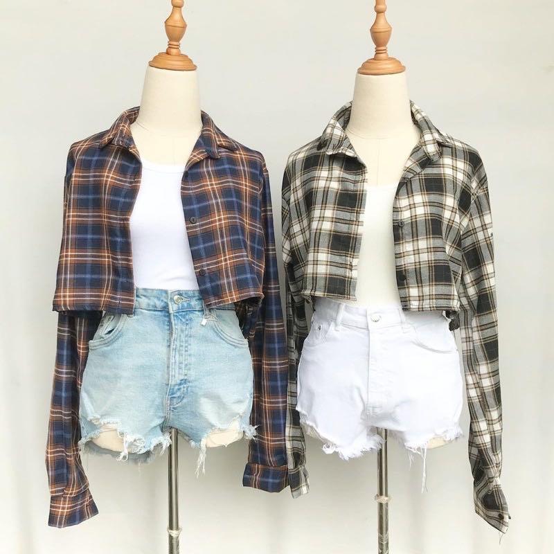 Flannel Crop Top ( Swipe up to see what's available), Women's Fashion, Tops,  Longsleeves on Carousell