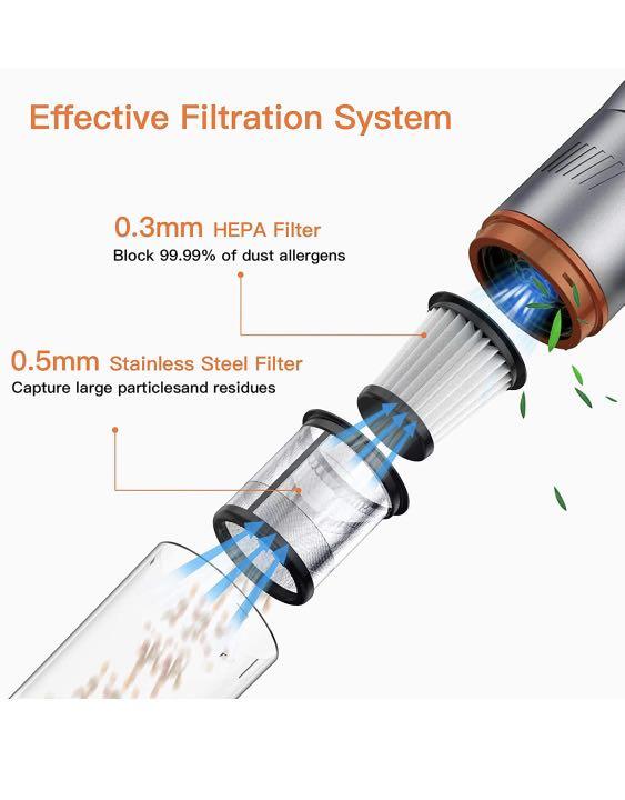 FYLINA Handheld Vacuum Cordless, Wet Dry Vacuum Cleaner, 2 modes