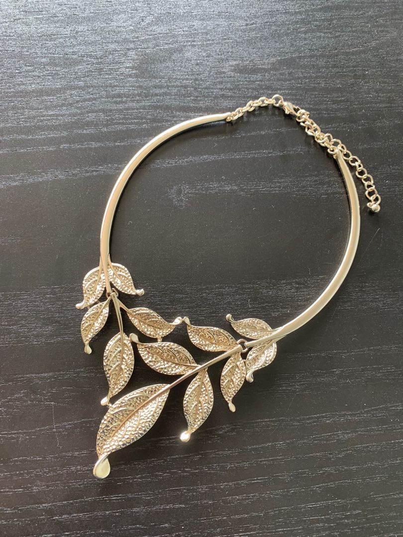 Gold leaf statement necklace