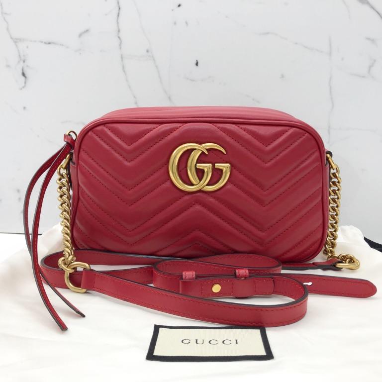 Gucci Marmont Bag Red Velvet Matelasse GG, Luxury, Bags & Wallets on  Carousell