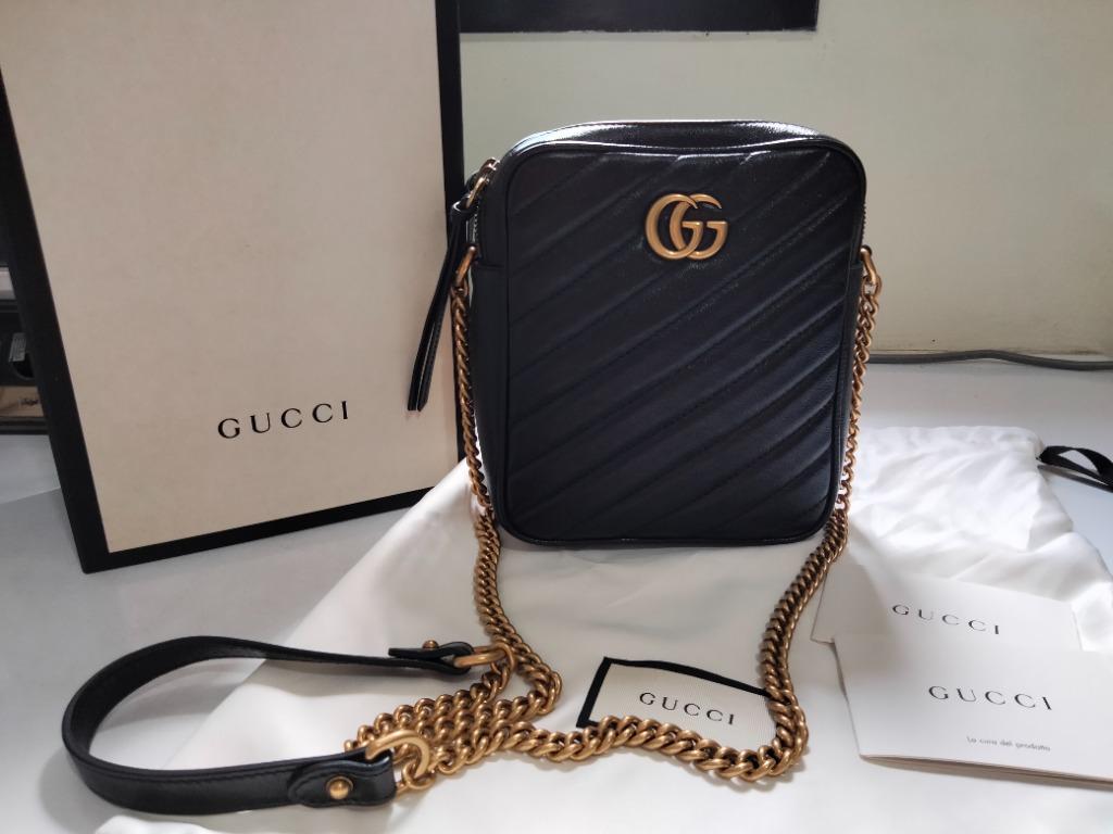Gg marmont tall chevron leather crossbody bag store