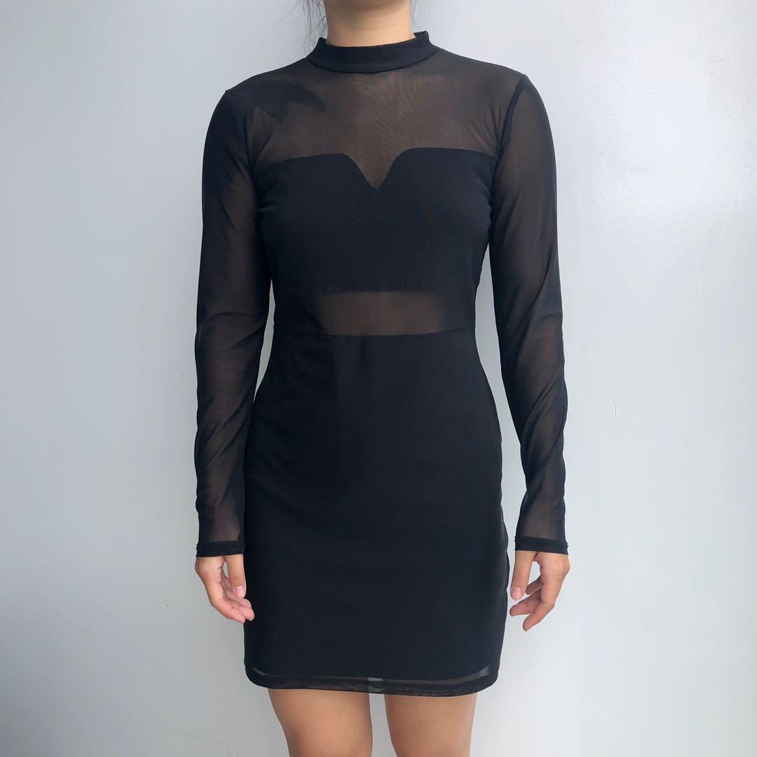 black and sheer dress