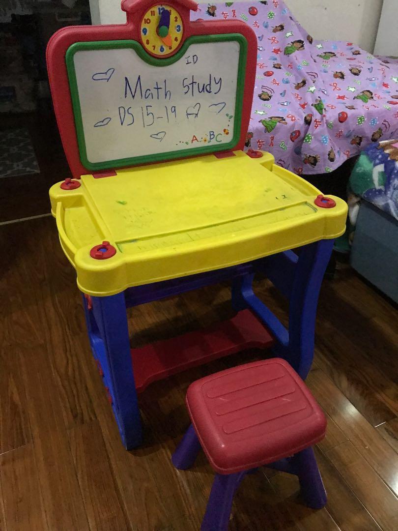 Kids table & chair w/ whiteboard (Category: Kids Tables & Chairs) located in Makati City. Submitted by jerryes (Listing ID 1105354807, Image 1). Description: Durable kids table and chair perfect in mixing play and school.