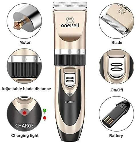 Oneisall dog shaver clippers low noise rechargeable cordless sales electric quiet hair clippers set for dogs cats pets