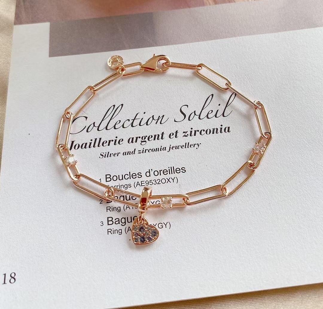 Pandora rose gold link chain with blue 