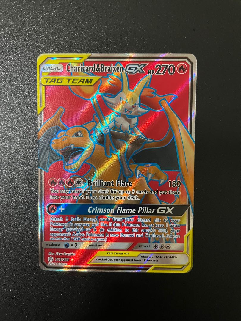 Carta Pokémon Charizard E Braixen Gx Full Art Sol E Lua 230