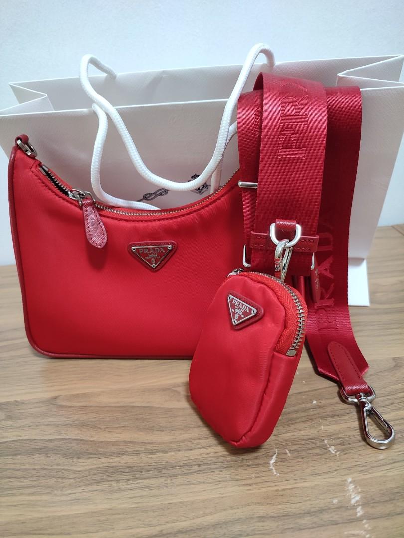 Prada Re-Edition 2005 Shoulder Bag Nylon Red in Nylon/Saffiano Leather with  Silver-tone - US