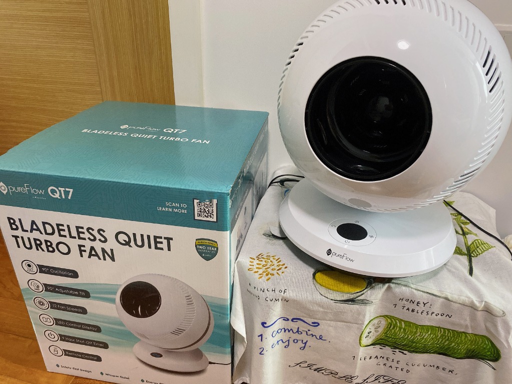 PureFlow QT7 Bladeless Quiet Turbo Fan, Furniture & Home Living
