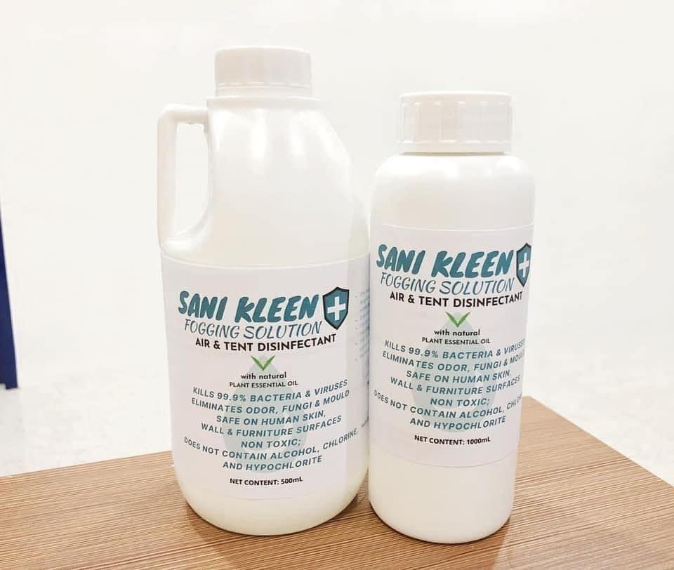 Sanikleen fogging solution (Category: Sanitary Hygiene) located in Cainta. Submitted by iubelle (Listing ID 1105410490, Image 2). Description: SANIKLEEN FOGGING SOLUTION (500mL.) 400php (1000mL.) 650php ✔️fda approve Long wait is over! SANI KLEEN Fogging / Misting Solution Air & Tent Disinfectant with Scent💧 • KILLS 99.9% of bacteria and viruses • World Health Organization and US-Environmental Protection Agency approved active ingredients • Safe