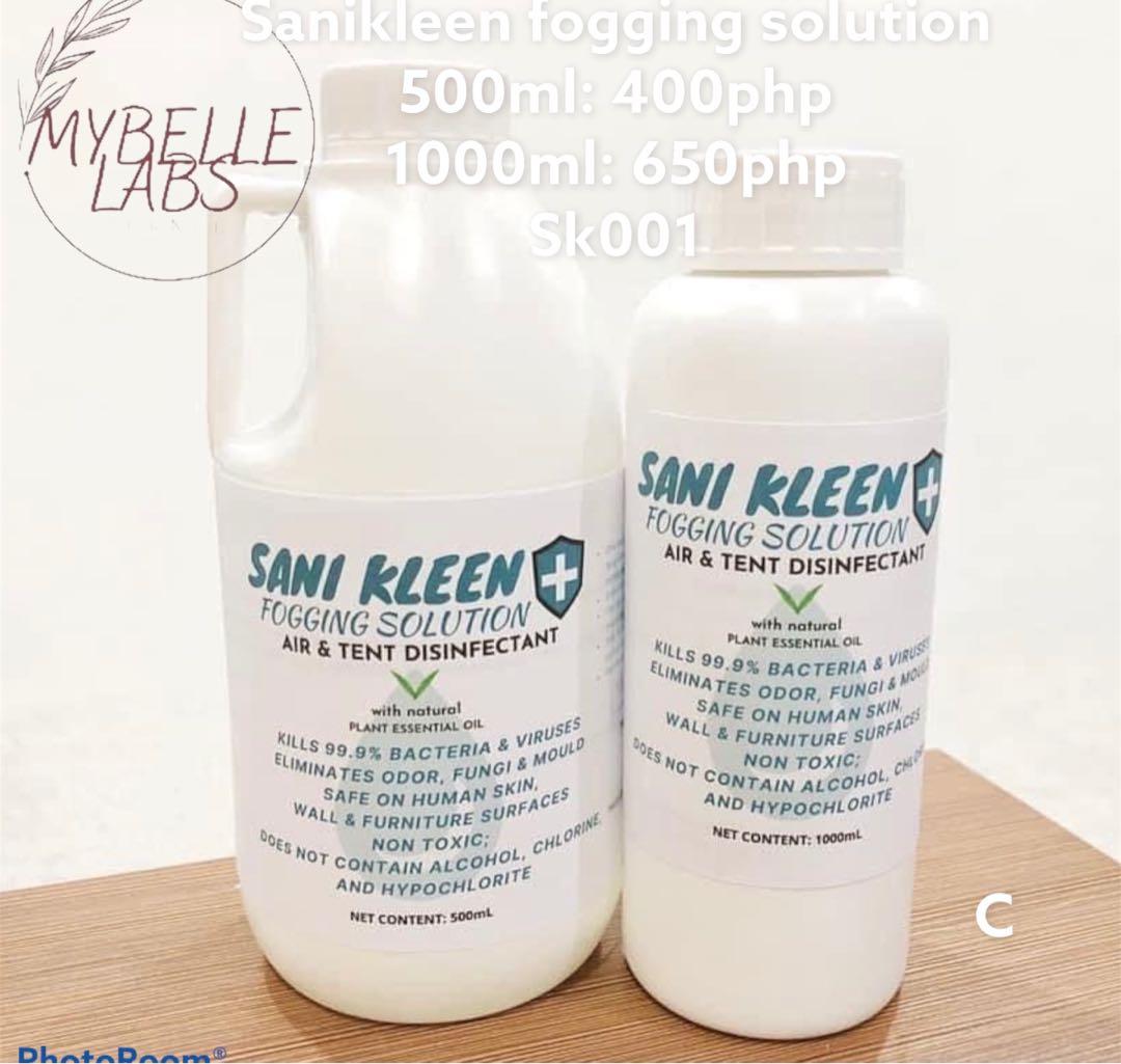 Sanikleen fogging solution (Category: Sanitary Hygiene) located in Cainta. Submitted by iubelle (Listing ID 1105410490, Image 1). Description: SANIKLEEN FOGGING SOLUTION (500mL.) 400php (1000mL.) 650php ✔️fda approve Long wait is over! SANI KLEEN Fogging / Misting Solution Air & Tent Disinfectant with Scent💧 • KILLS 99.9% of bacteria and viruses • World Health Organization and US-Environmental Protection Agency approved active ingredients • Safe