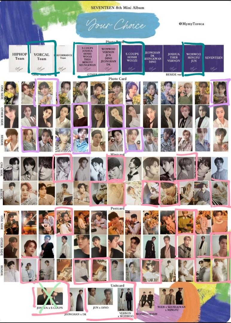 SEVENTEEN Your Choice BESIDE トレカ コンプ セット Seventeen Your Choice album inserts & photocards, Hobbies & Toys
