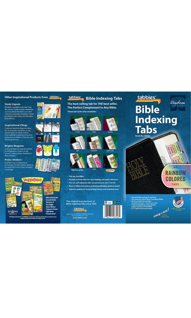 Tabbies Rainbow Bible Indexing Tabs - 90 Colorful Tabs For Old & New Testaments Including Catholic Books