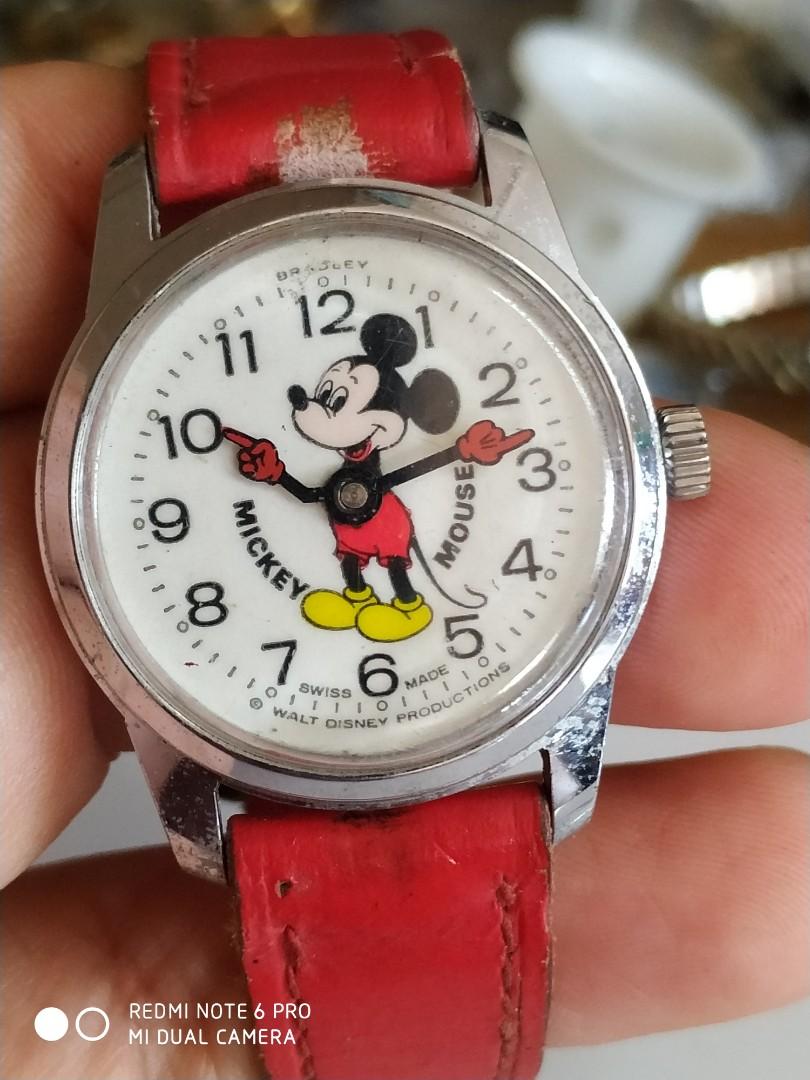 Vintage Bradley Swiss made mickey mouse watch, Men's Fashion