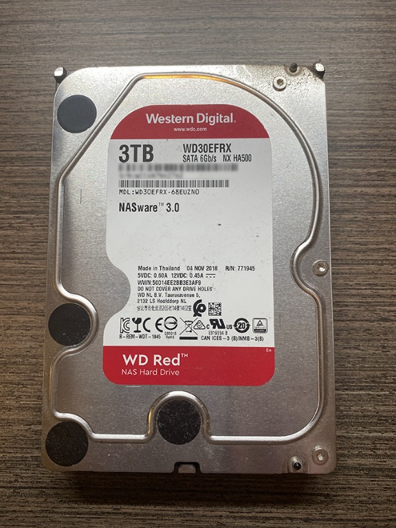 WD RED 3TB WD30EFRX, 電腦＆科技, 電腦周邊及配件, 硬碟及儲存器