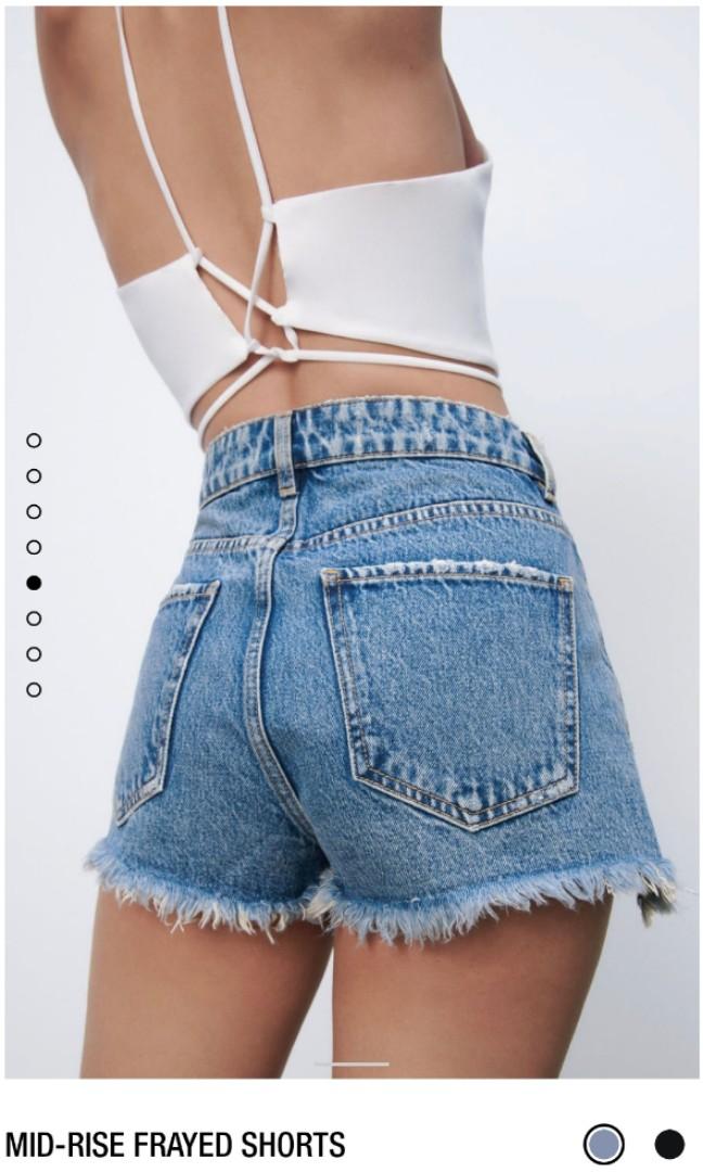 zara mid rise denim shorts