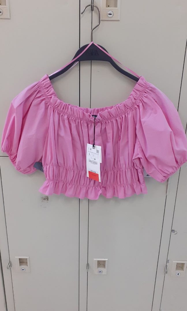 Zara pink off the shoulder top Outlet