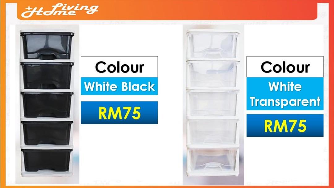 5 Tier Plastic Drawer Storage Cabinets, Furniture & Home ...
