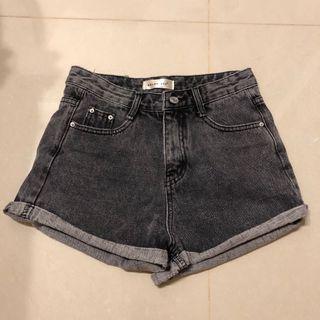 歐美貼身鐵灰色牛仔短褲
