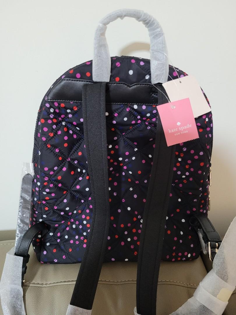 💯% Authentic BNWT Kate Spade Karissa Nylon Quilted Festive Confetti Large  Backpack Bag, Luxury, Bags & Wallets on Carousell