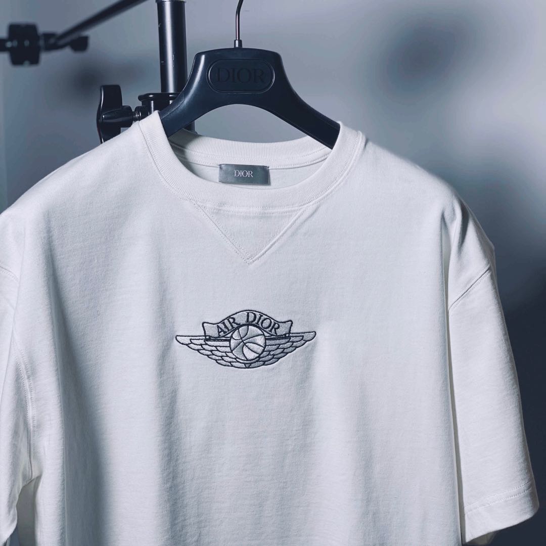 Dior x Jordan Wings Logo Short Sleeve White Shirt  Crepslocker