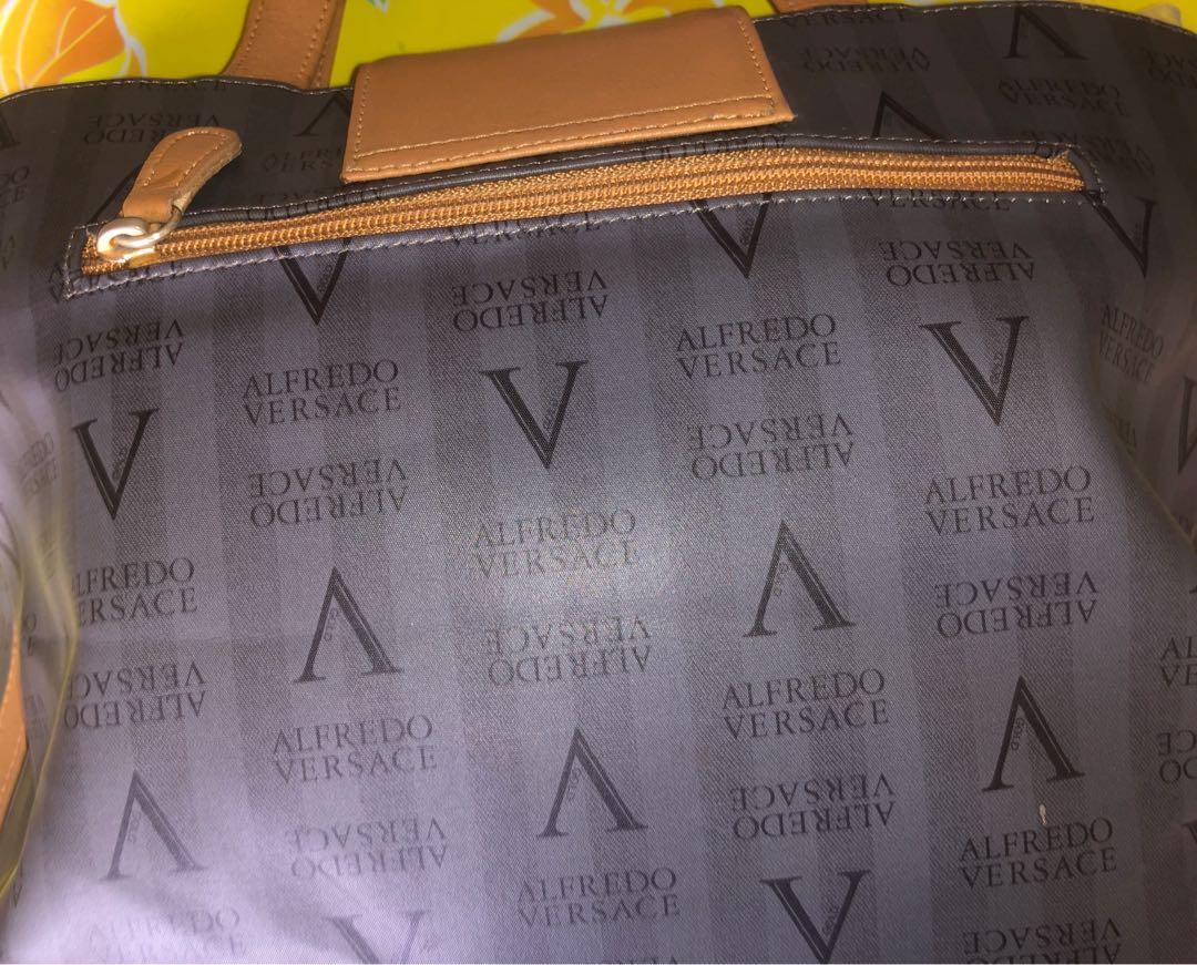 Alfredo Versace Black Tote Logo Monogram Shoulder Bag Auth