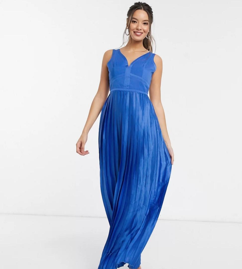 ASOS Little Mistress Satin Maxi Dress in blue, Women's Fashion, Dresses &  Sets, Dresses on Carousell