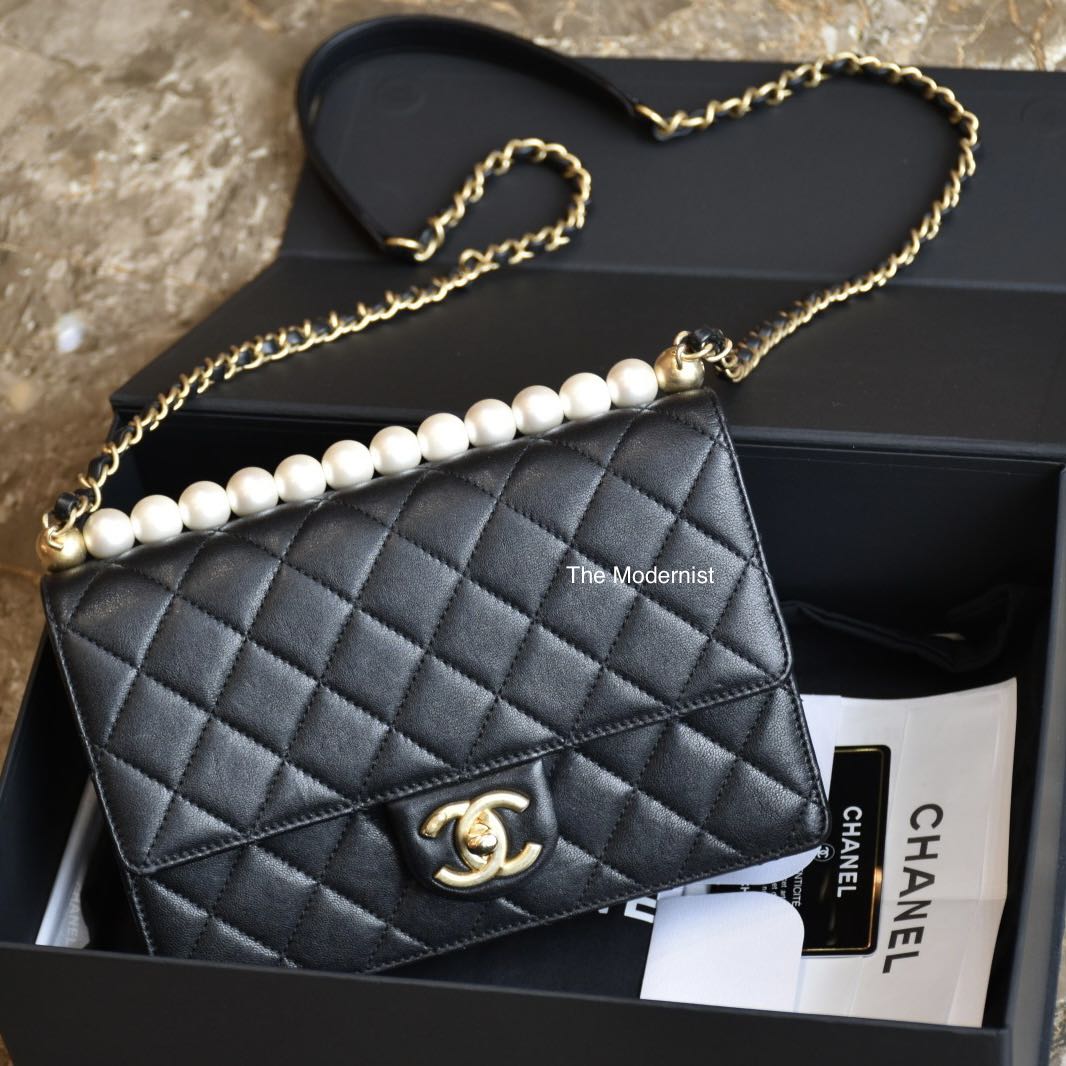 Authentic Chanel Pearl Flap Bag