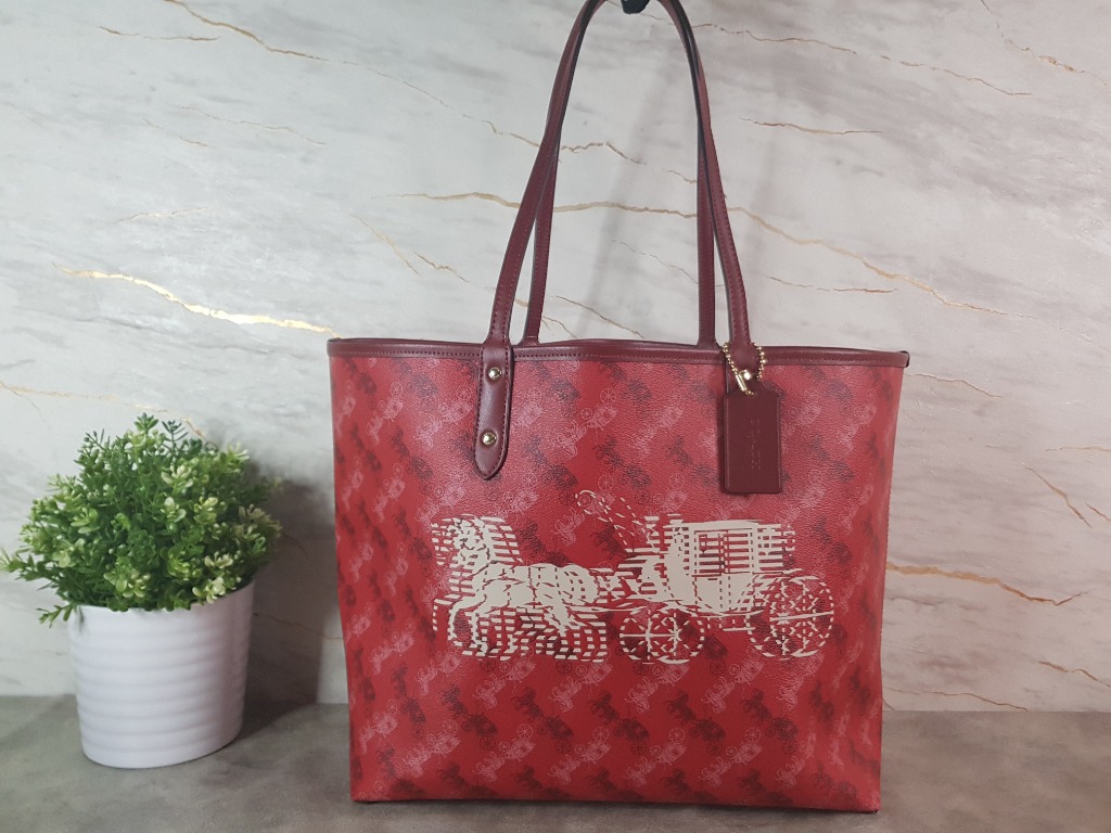 Coach, Bags, Coach Reversible City Tote Horse Carriage Print 917