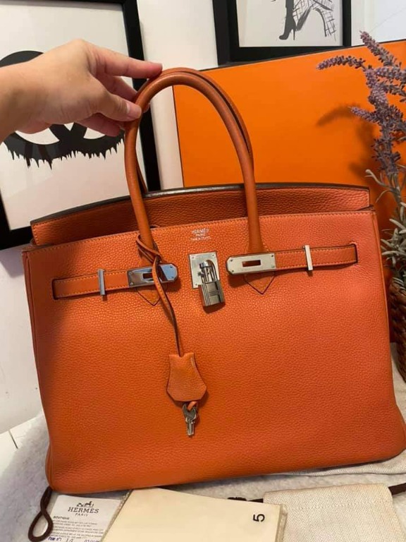 Hermès Orange Togo Birkin 35 PHW, myGemma, SG