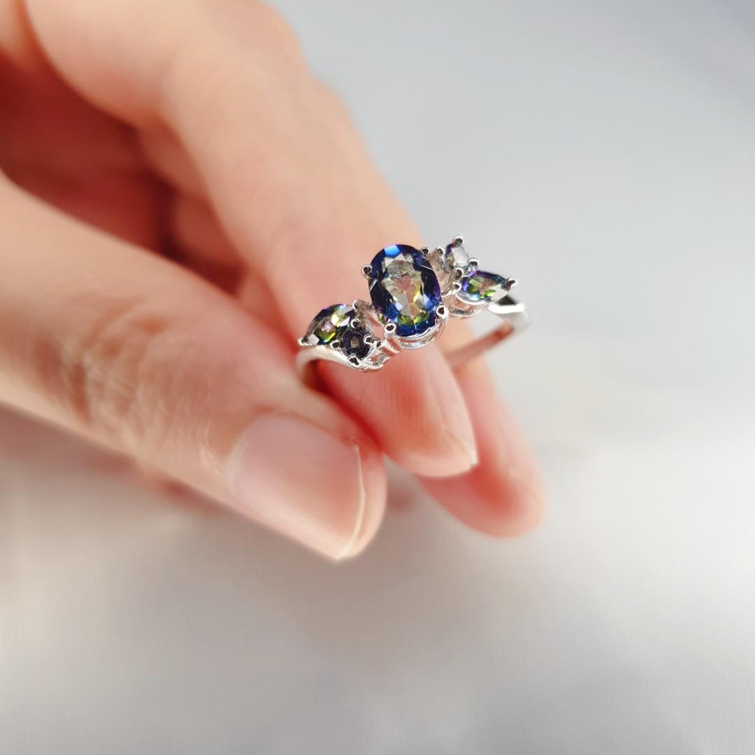 Beautiful Mystic Quartz Gemstone Ring Women s Fashion Jewelry