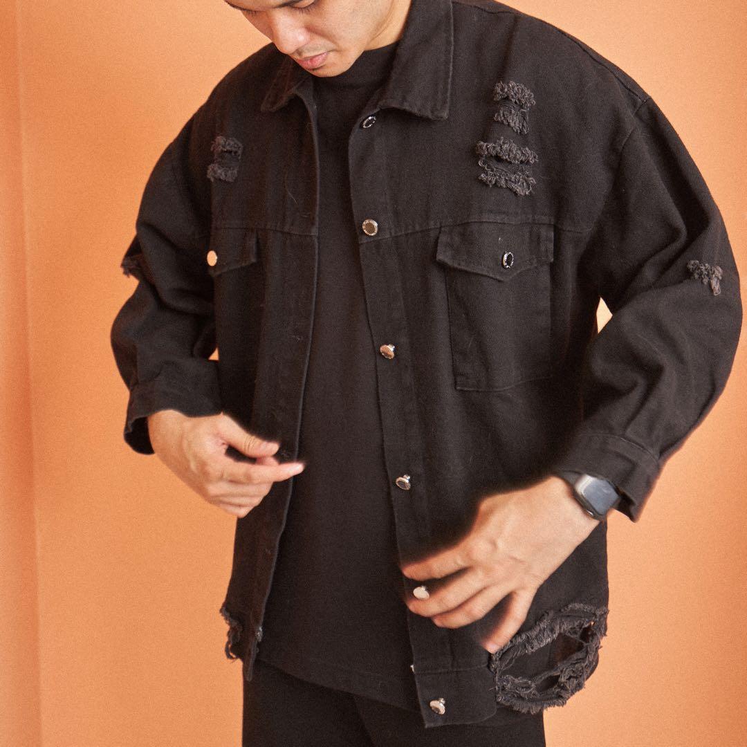 Black denim hotsell jacket price