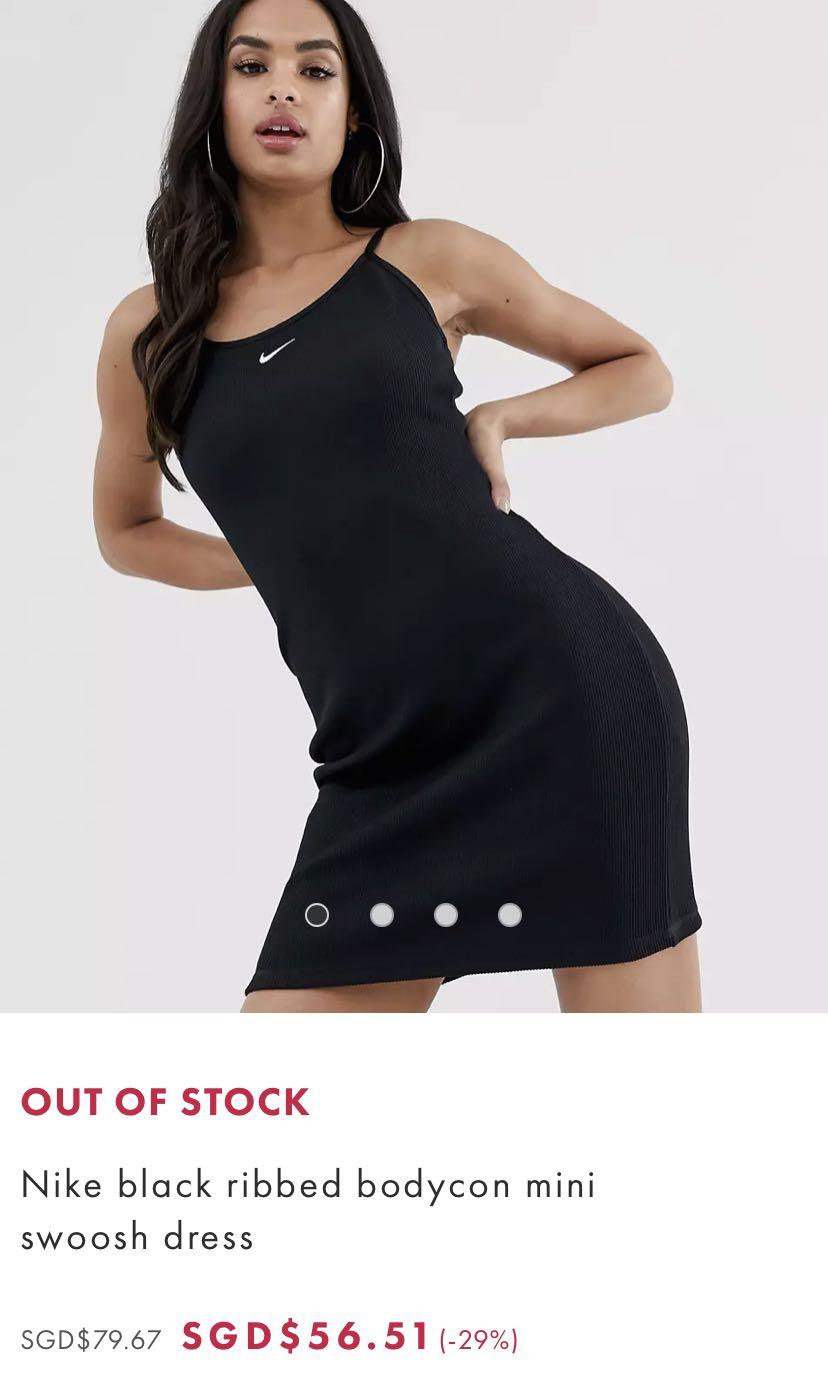 Nike cream ribbed bodycon mini on sale swoosh dress