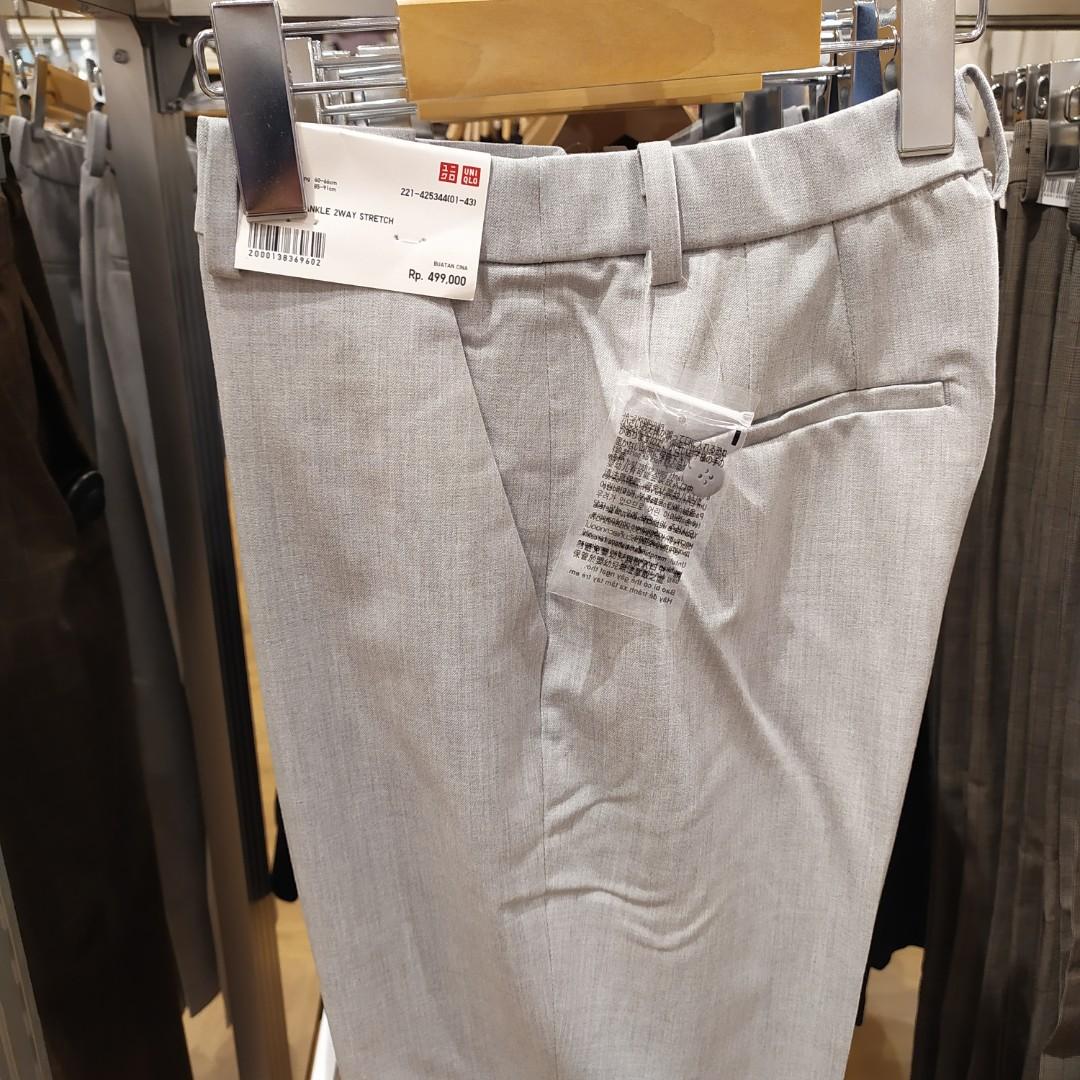 Celana Uniqlo highwaist abu muda light grey