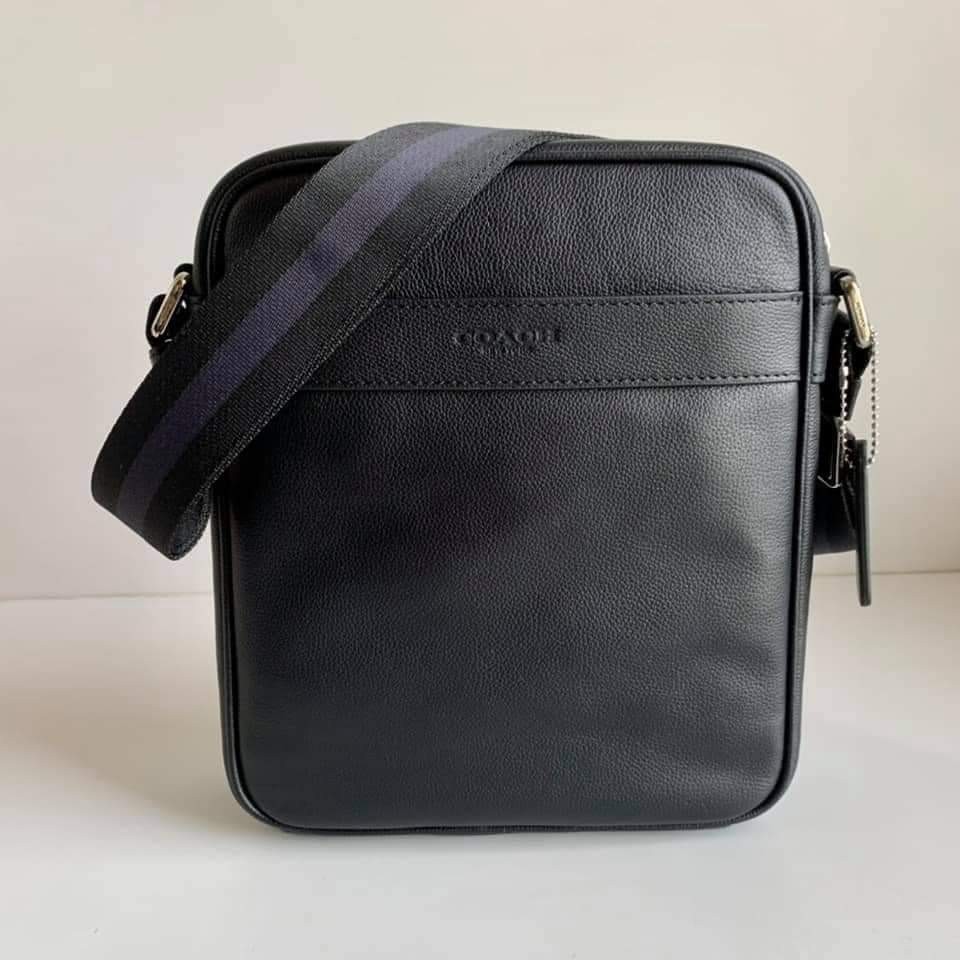 Coach F54782 Charles Flight Bag in smooth Leather Black Men s