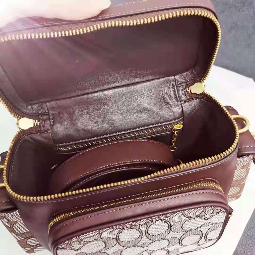 coach alie belt bag in signature jacquard