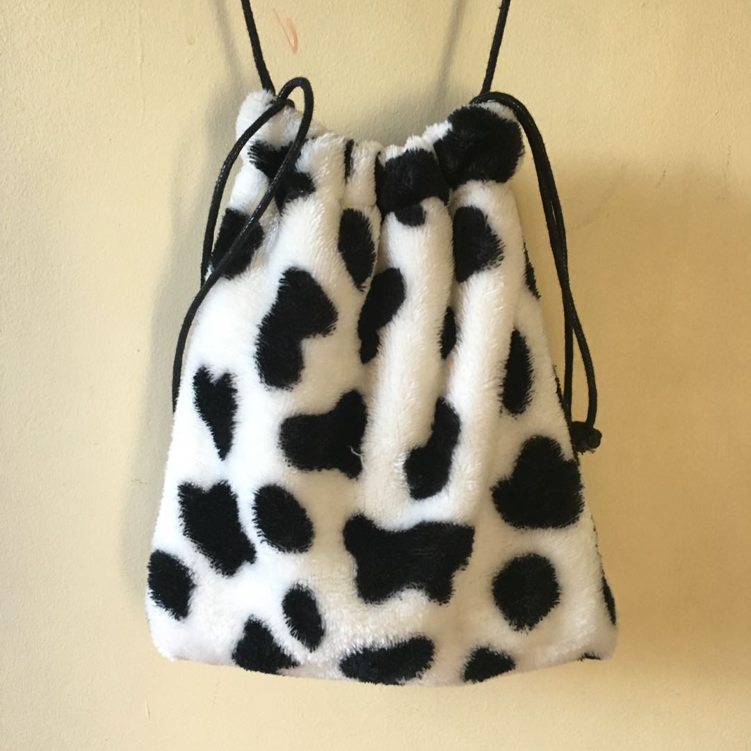 fluffy drawstring bag