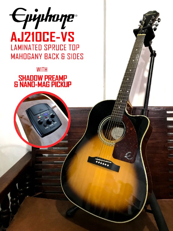 Epiphone AJ210CE-VS Acoustic Guitar, Hobbies & Toys, Music & Media ...