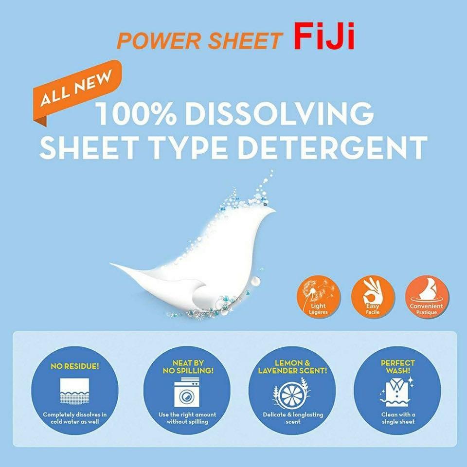 [FiJi] Power Sheet Laundry Detergent 45 Sheets, Furniture & Home Living