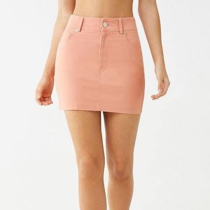 Forever 21 denim mini skirt in salmon pink Women s Fashion Bottoms Skirts on Carousell