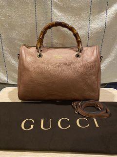 Gucci Bamboo Leather Shopper boston Golden Rose Gold