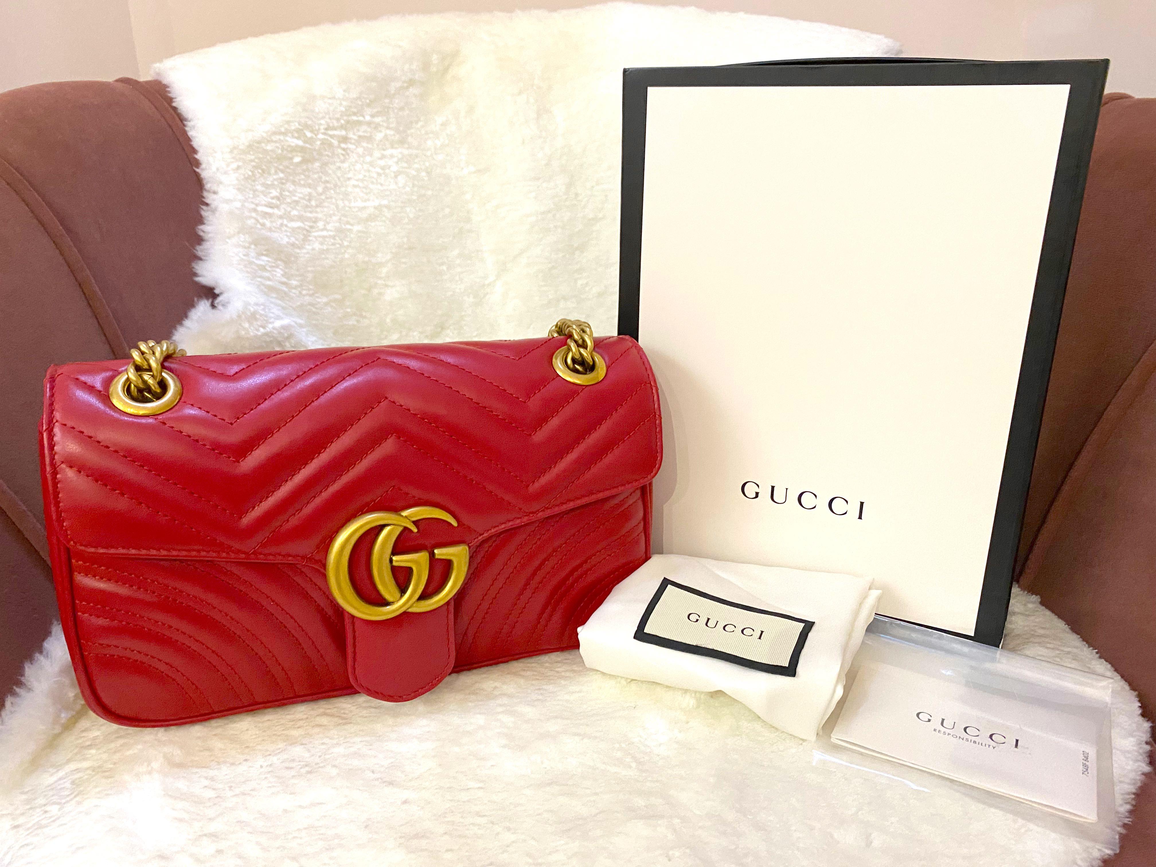 Gucci GG marmont bag small red, Women's Fashion, Bags & Wallets, Cross-body  Bags on Carousell