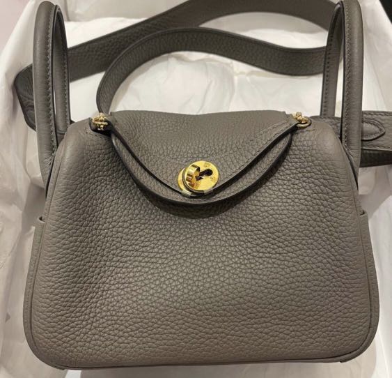 Hermes mini lindy etain ghw, Luxury, Bags & Wallets on Carousell